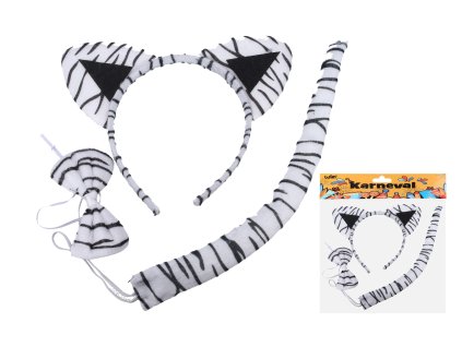 Set karneval - čelenka kravička/bílý tygr