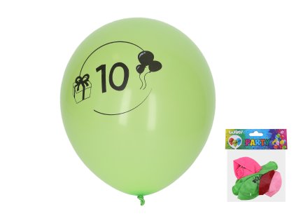 Balónek nafukovací 30 cm - sada 5ks, s číslem 10