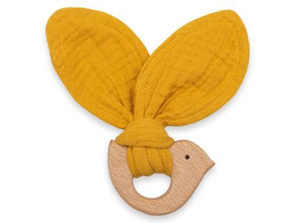 Kousátko s ptáčkem New Baby Bird mustard