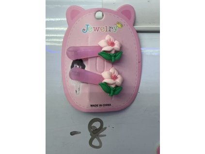Sponka do vlasů květina růžová set 2 ks