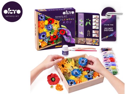 OKTO FREEDOM Výtvarná modelovací sada DIY květiny s dřevěným rámem 21x21 cm