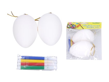 Vajíčka plastové na vybarvení 5x8cm, 2 ks + fixy