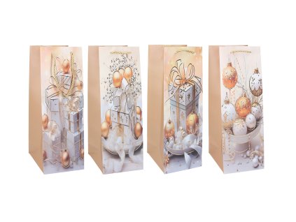 Dárková taška na láhev M 12x35x9 cm VÁNOCE