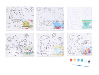 Malířské plátno s předlohou 20x20 cm + barvy a štětec Mix