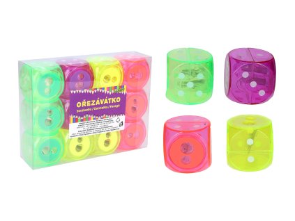 Ořezávátko na dvě tužky se zásobníkem - kostka
