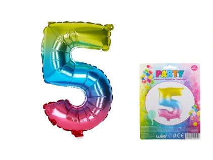 Balónek nafukovací - číslo 5 duhový