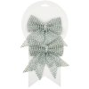 Mašle vánoční stříbrná s kamínky 2ks, 12cm