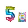 Balónek nafukovací - číslo 5 duhový