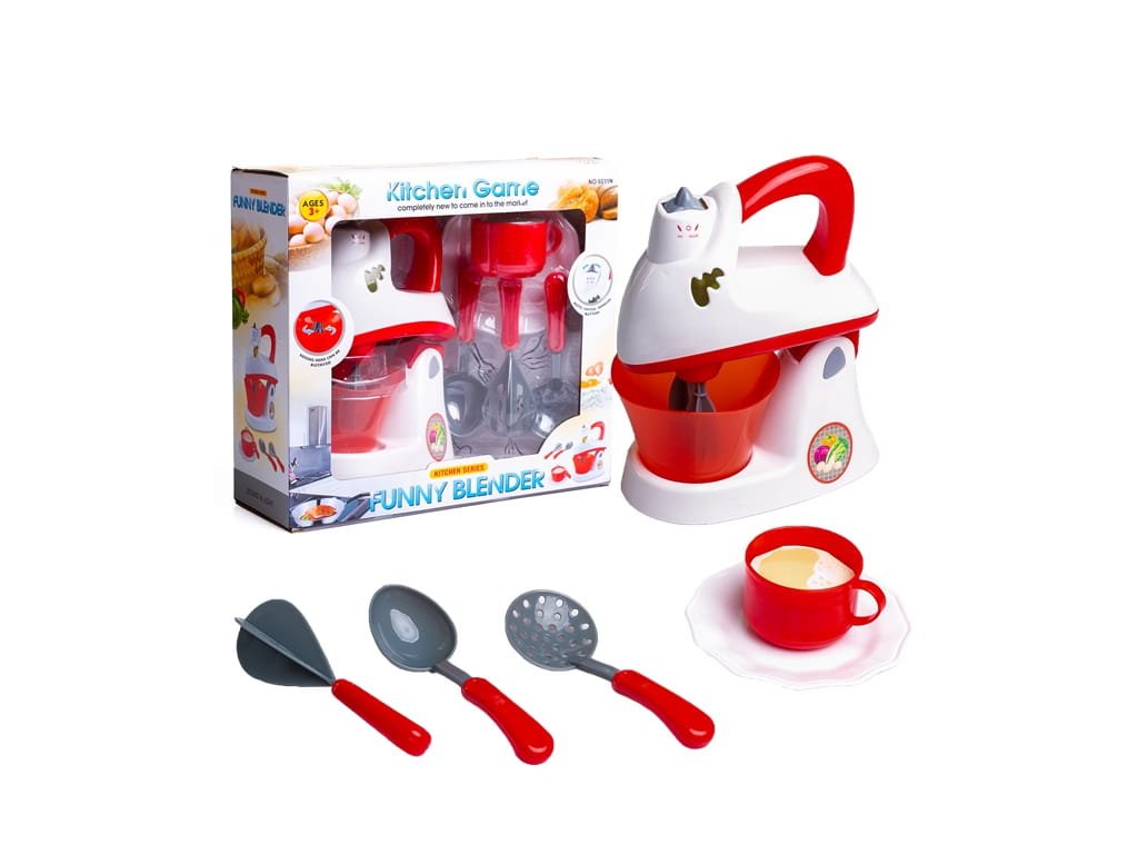 Dětský kuchyňský mixér robot se zvukem červený (1)