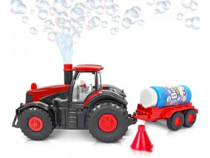 Traktor s bublinkovačem a vlečkou