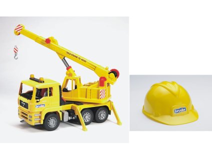 BRUDER 1973 Nákl.auto MAN - jeřáb stavební + helma
