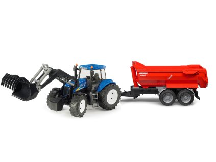 BRUDER 9035 Traktor New Holland T8040 s nakladačem a valnikem Krampe