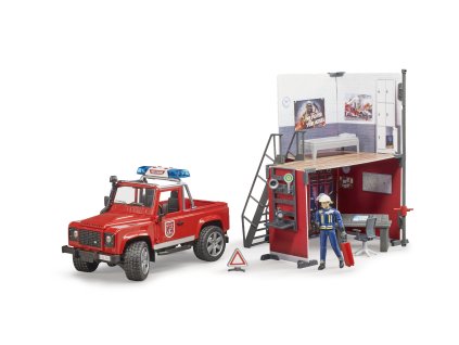 BRUDER 62701 Hasičská stanice, LAND ROVER, figurka