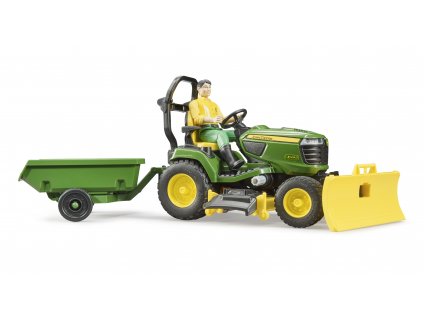 BRUDER 62104 bworld John Deere zahradní traktor ,vozík, figurka