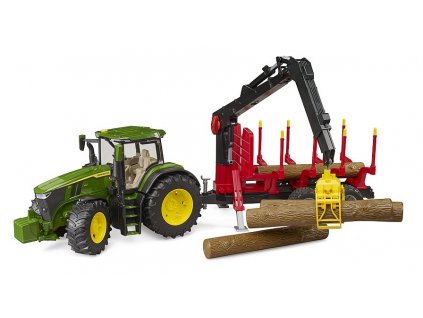 BRUDER 3154 - traktor John Deere 7R 350 + valník s rukou