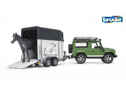 BRUDER 2592 Zelené AUTO LAND ROVER s přívěsem na koně