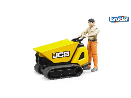 BRUDER 62004 Žlutý pásový PŘEPRAVNÍK JCB HTD-5 s figurkou
