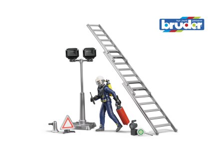 BRUDER 62700 Sestava figurka hasič s žebříkem a příslušenstvím