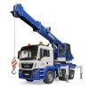 BRUDER 3770 Modrý autojeřáb MAN TGS se světelným modulem