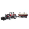 BRUDER 2046 Traktor Massey Ferguson 7480 + vůz na klády