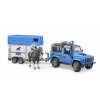 BRUDER 2588 LAND ROVER, POLICIE, přepravník, figurka, kůň