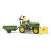 BRUDER 62104 bworld John Deere zahradní traktor ,vozík, figurka
