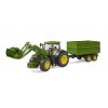 BRUDER 3155 - Traktor John Deere 7R 350 +vlek a čelní nakladač