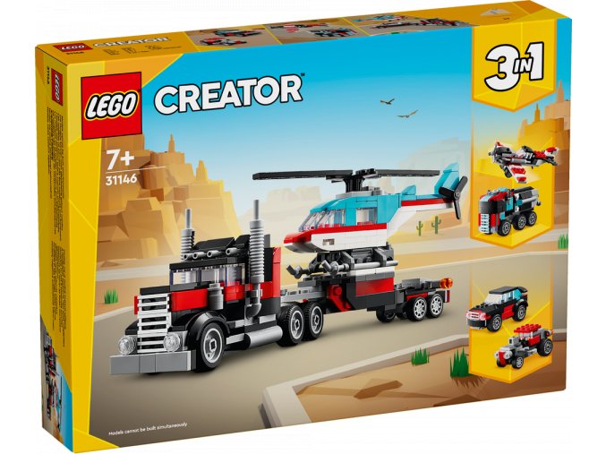 LEGO® Creator 31146 Náklaďák s plochou korbou a helikoptéra