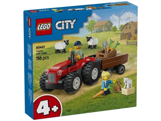 LEGO® CITY 60461 Červený traktor s přívěsem a ovcemi