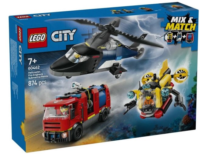 LEGO® CITY 60462 Remix: Helikoptéra, hasičský vůz a ponorka