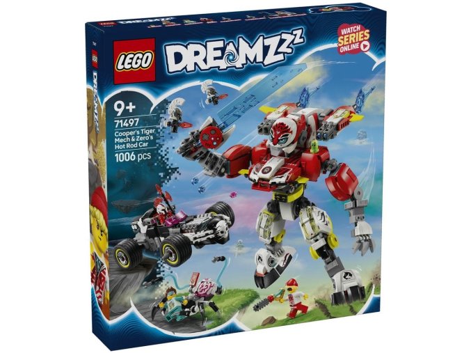 LEGO® 71497 DREAMZzz Cooperův tygří robot a Zerův hot rod