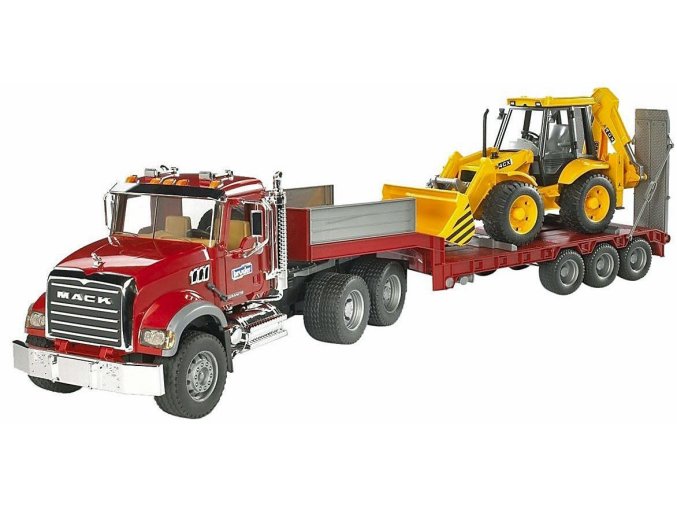 BRUDER 2813 MACK GRANIT návěs a bagr JCB 4CX
