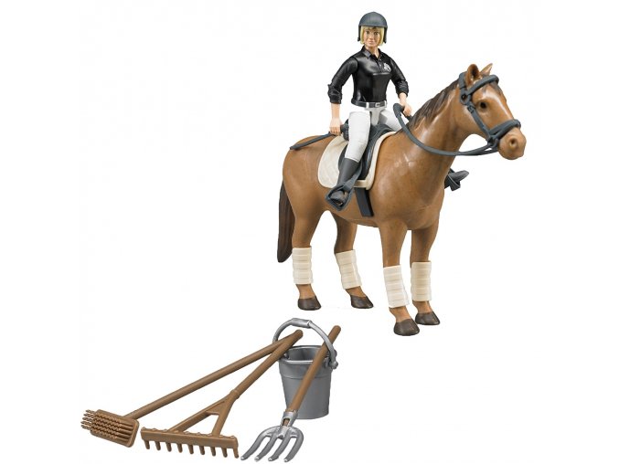 BRUDER 62505 Bworld Jezdecký set - kůň, žena a příslušenství