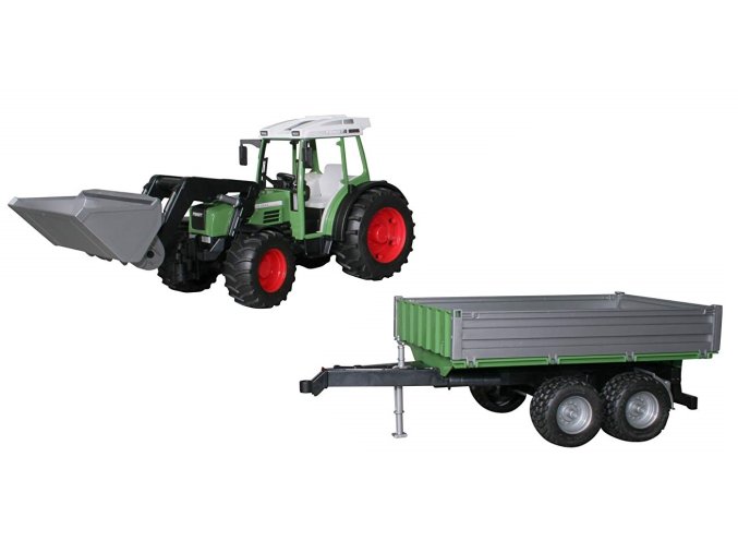 BRUDER 1999 Traktor Fendt 209S s předním nakladačem a přívěsem