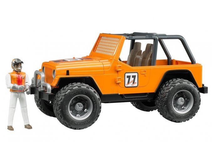 BRUDER 2542 Závodní Jeep Cross Country oranžový se závodníkem