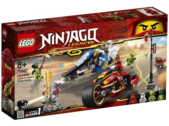 LEGO Ninjago 70667 Kaiova motorka s čepelemi a Zaneův sněžný vůz