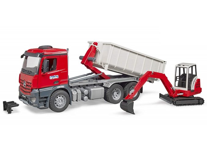 Bruder 3624 MB Arocs s kontejnerem + minibagr Schaeff