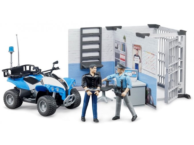 BRUDER 62730 Policejní stanice s figurkami a čtyřkolkou