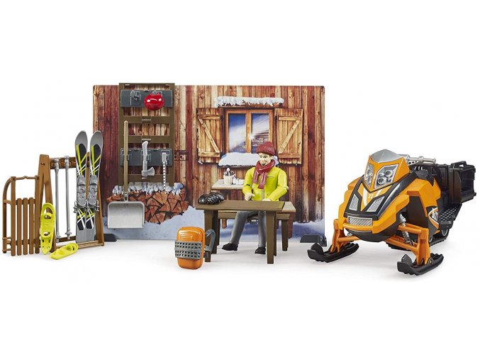 Bruder 63102 BWORLD Horská chata s figurkou a skútrem