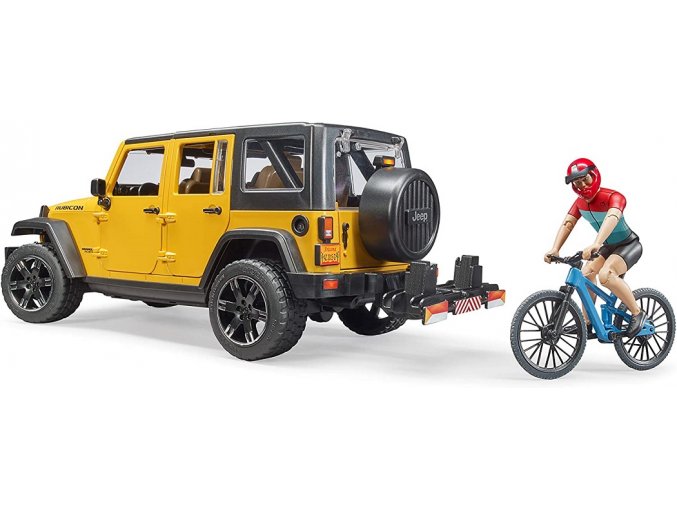 Bruder 2543 Jeep Wrangler Rubicon Unlimited s horským kolem a cyklistou