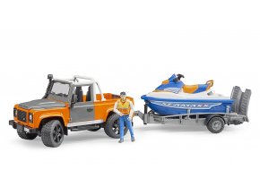 BRUDER 2599 Land Rover s přívěsem, vodním skútrem a figurkou