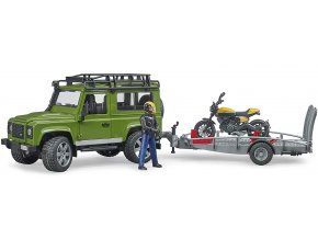 Bruder 2589 Land Rover s přívěsem, motocyklem a figurkou