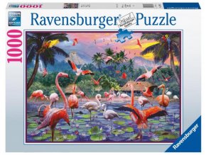Ravensburger puzzle Růžoví plameňáci 1000 dílků