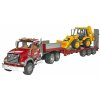 BRUDER 2813 MACK GRANIT návěs a bagr JCB 4CX