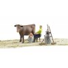 BRUDER 62605 Bworld Zemědělský set - kráva, muž a příslušenství