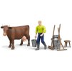 BRUDER 62605 Bworld Zemědělský set - kráva, muž a příslušenství