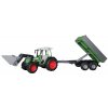 BRUDER 1999 Traktor Fendt 209S s předním nakladačem a přívěsem
