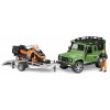 BRUDER 2594 Land Rover s valníkem, sněžným skútrem a figurkou