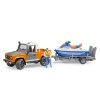 BRUDER 2599 Land Rover s přívěsem, vodním skútrem a figurkou