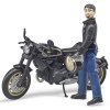 BRUDER 63050 BWORLD Motocykl Scrambler Ducati Cafe Racer s jezdcem